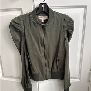Dolan Green Bomber Jacket with Puff Sleeves